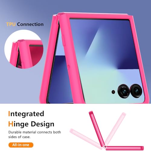 KEKBOXQ for Samsung Galaxy Z Flip 7 Case with Screen Protector, Slim-Thin Hard PC Original Silicone Phone Case Cover Z Flip7,Anti-Scratches Shockproof Protective Cases for Samsung Flip 7 5G,Hot Pink - Image 3