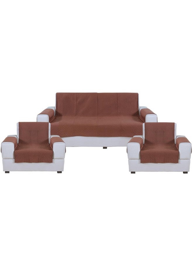 Nendle Luxurious Soft Velvet Quilted Anti-Slip Sofa Cover 5 Seater Fully Covered with Combined Sofa Seat, Back and Arms Protector Covers (Copper, Pack of 3+1+1) - Image 2