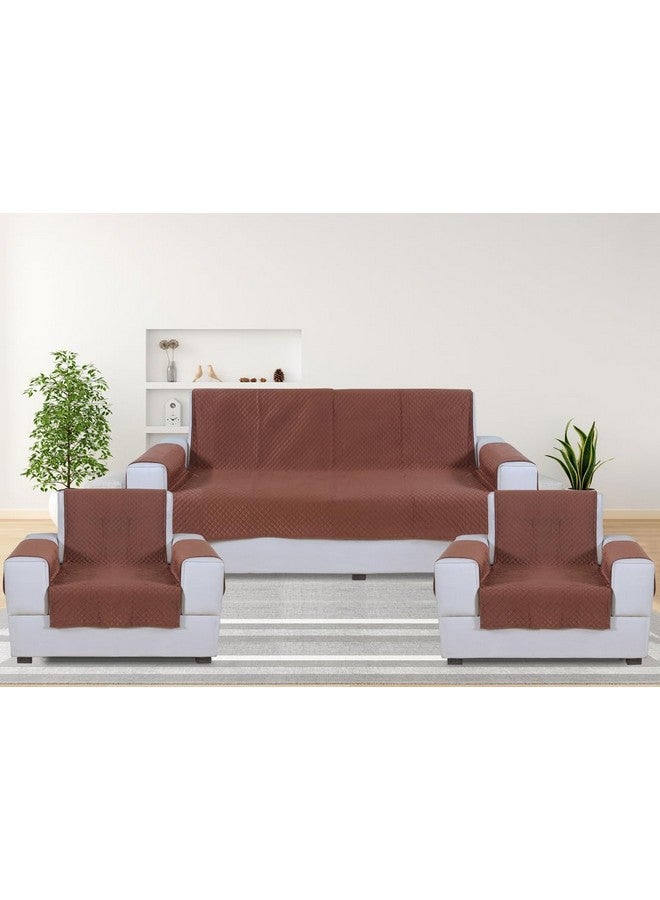 Nendle Luxurious Soft Velvet Quilted Anti-Slip Sofa Cover 5 Seater Fully Covered with Combined Sofa Seat, Back and Arms Protector Covers (Copper, Pack of 3+1+1) - Image 1