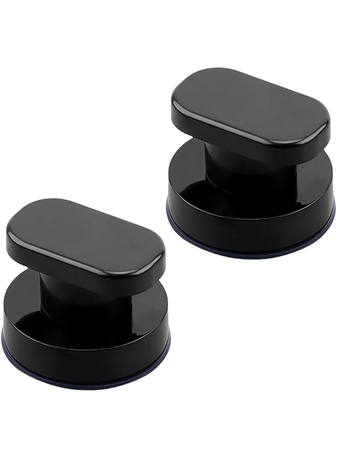 S-TOP 2 Pcs Strong Suction Cup Glass Mirror Door Handle, Super Suction Vacuum Suction Cup Bathroom Sliding Door Handle Drawer for Door, Window, Cabinet, Toilet, Knob Furniture Control (Black) - Image 1