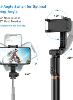 Generic Apexel APL-D6 4-Section Single Axis Handheld Gimbal Stabilizer Black  - Image 4