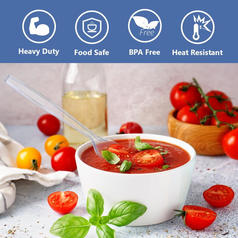 SACATR 1000 Count Clear Plastic Spoons Bulk - Plastic Silverware Spoons Heavy Duty  Premium Disposable Spoons  BPA-Free  Heat Resistant  Suitable for Parties  Events  and Everyday Use - Image 2