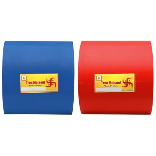 TREEMAISON Vastu Blue - Red Tape | Size - 4 Inch (96 mm) Approx | Length- 20 Meter (Approx) | Vastu Tape Remedy for Toilet | Vastu Tape for Main Door | Tape Remedy for Negative Entrance | Pack of 2 - Image 1