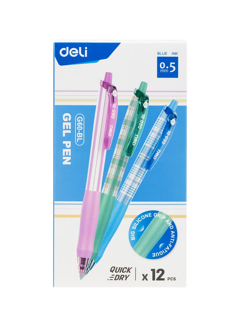 ديلي قلم جل أزرق 0.5 , قلم ضغاط , قبضة ناعمة لتجربة استخدام مريحة , عبوة من 12 قلم - Image 1