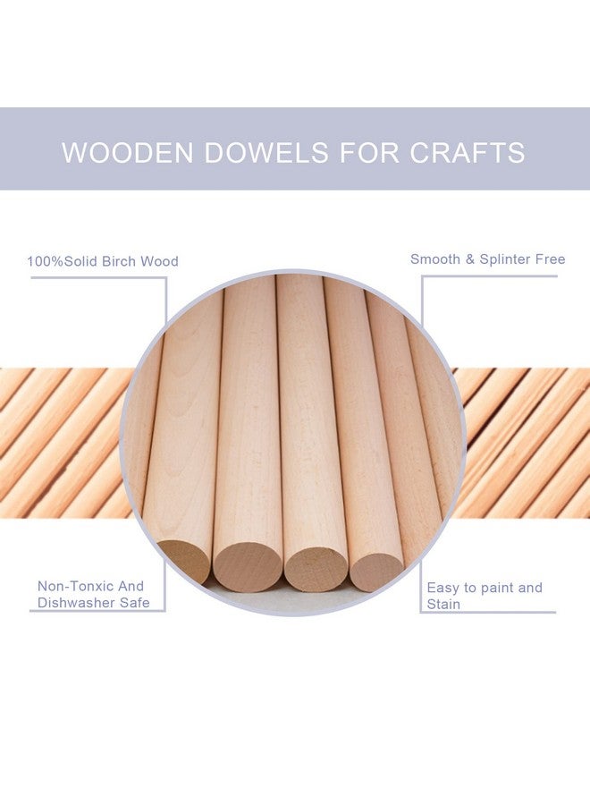 HOSSIAN HOSSIAN Wooden Dowel Rods 20PCS Wood Sticks Wooden dowels for Crafts-Unfinished Round Hardwood Sticks  - Image 3