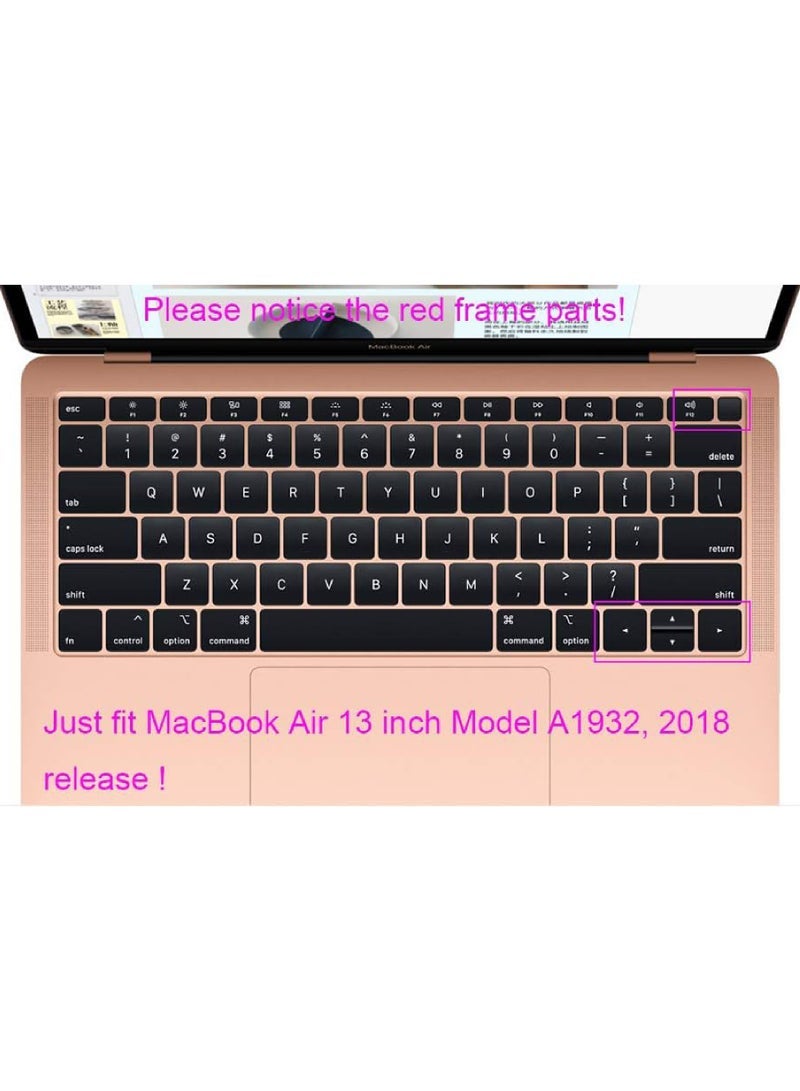 كابتن تيك Arabic Language Black Keyboard Cover Protective Skin Compatible MacBook Air 13 inch with Retina Display Model A1932 2018 Release (not Compatible for Old Version MacBook Air 13 A1369 & A1466) - Image 2