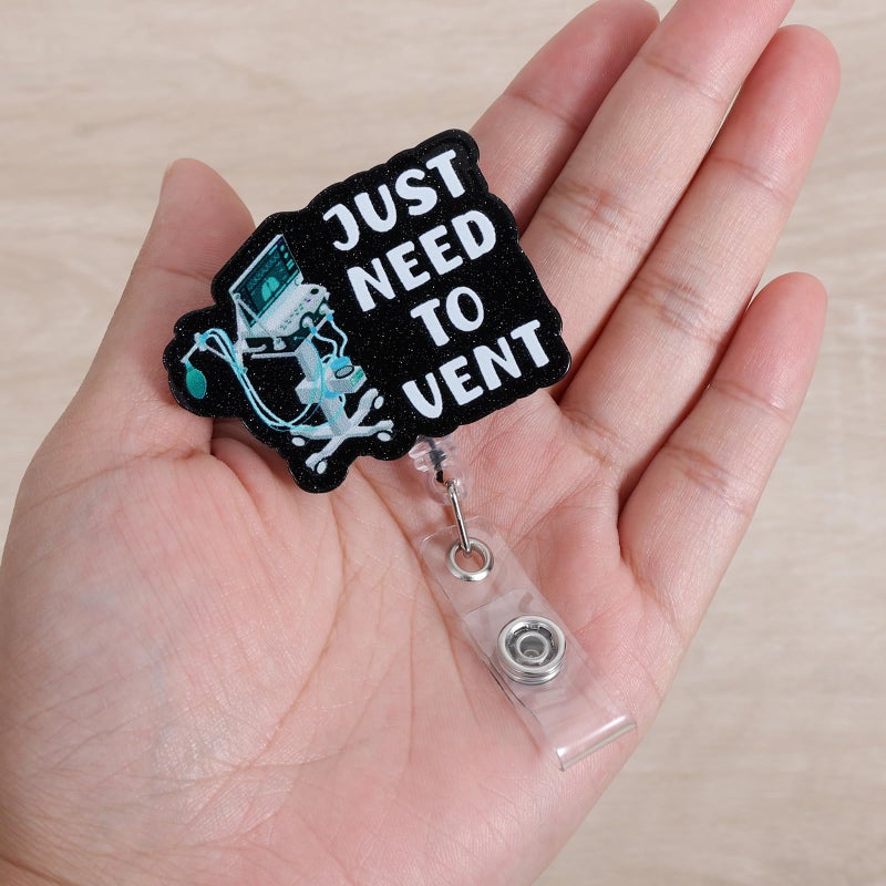 BVIIE Just Need to Vent Funny Inhaler Badge Reel, Retractable ID Card Badge Holders, Medical Badge Clip for ICU Nurse ED ER Respiratory Therapy RT Intensivist Anesthesiologist CRNA Resident Physician - Image 4