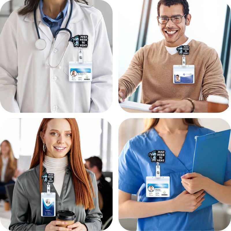 BVIIE Just Need to Vent Funny Inhaler Badge Reel, Retractable ID Card Badge Holders, Medical Badge Clip for ICU Nurse ED ER Respiratory Therapy RT Intensivist Anesthesiologist CRNA Resident Physician - Image 3