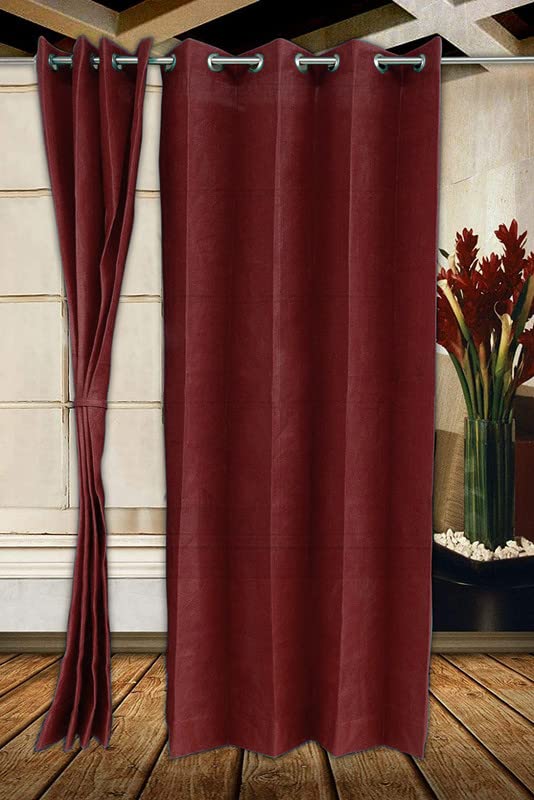 MetDeals HDPE 95 Sun Blockage Outdoor Balcony Curtain Complete UV Protection Light Filtering Heat Protection Curtains with Stainless Steel Eyelet Curtains Burgundy 45X105 Feet Pack of 2  - Image 1