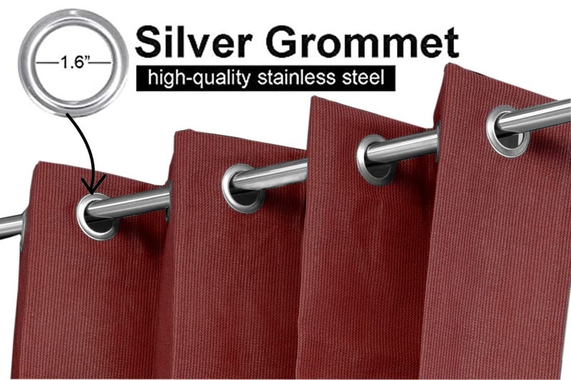 MetDeals HDPE 95 Sun Blockage Outdoor Balcony Curtain Complete UV Protection Light Filtering Heat Protection Curtains with Stainless Steel Eyelet Curtains Burgundy 45X105 Feet Pack of 2  - Image 2
