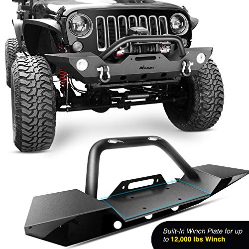 Nilight Front Bumper Compatible for 2007 2008 2009 2010 2011 2012 2013 2014 2015 2016 2017 2018 Jeep Wrangler JK/JKU Rock Crawler Fog Lights Hole Winch Plate - Image 5