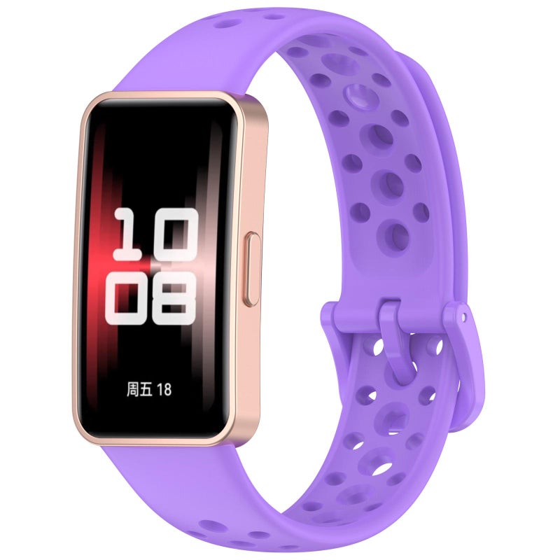 سوار ساعة هواوي باند 10 / 9 / 8 ثقوب قابل للتنفس من السيليكون (أرجواني) - Image 1