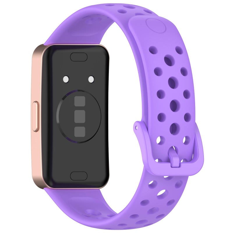 سوار ساعة هواوي باند 10 / 9 / 8 ثقوب قابل للتنفس من السيليكون (أرجواني) - Image 2