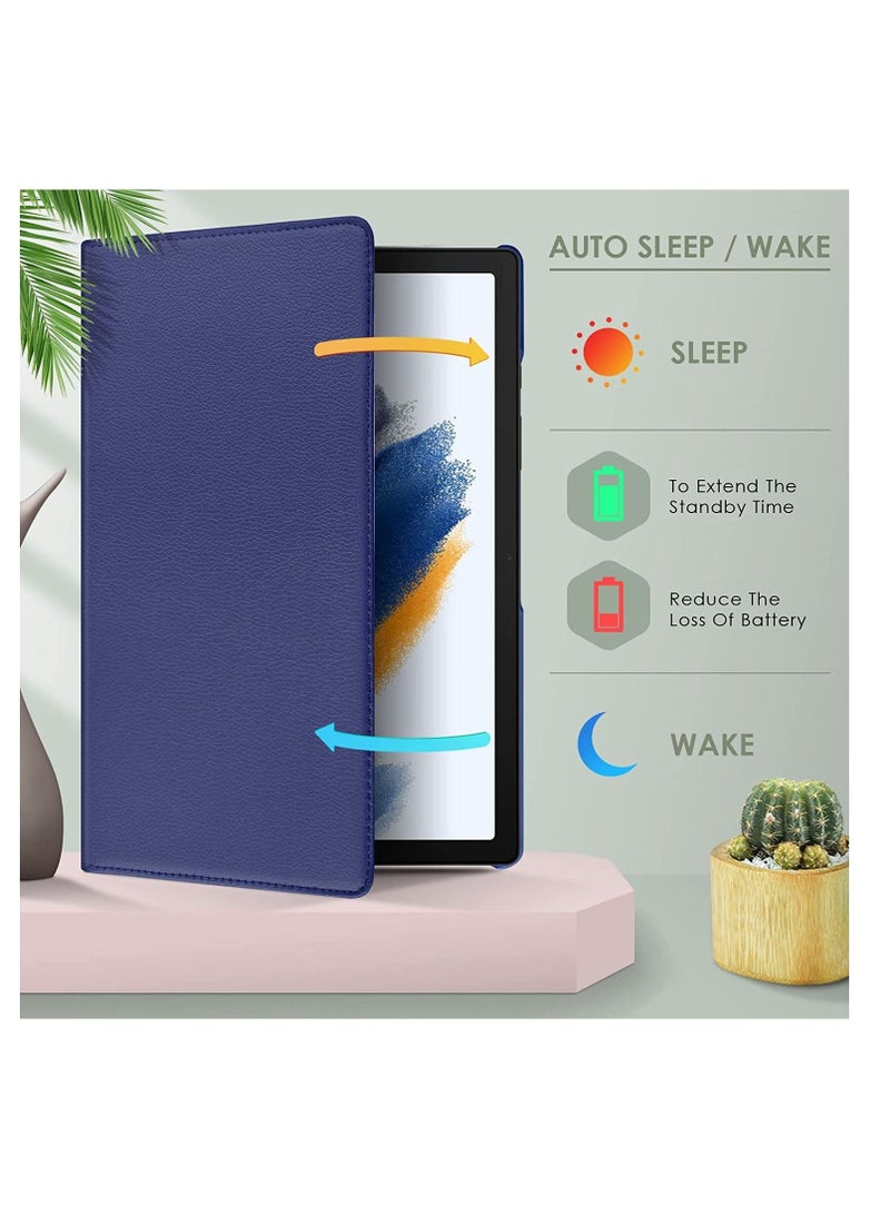 Case Compatible with Galaxy Tab A8 10.5" Case (SM-X200/X205/X207), Galaxy Tab A8 Case 10.5 inch,Auto Sleep/Wake 360° Rotating Stand Folio Leather Case for Tab A8 2022 (Dark blue)