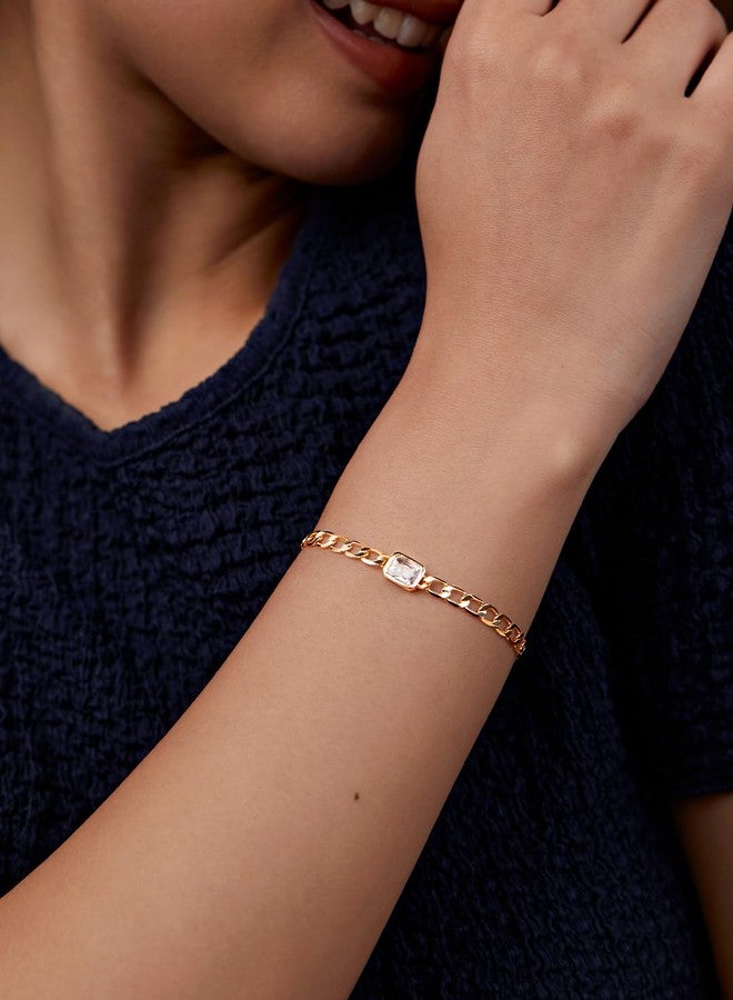 مينوتيا سوار مينوتيا الأنيق القابل للتعديل والمرصّع بالكريستال والزركونيا المكعبة والماس للنساء والفتيات (ذهبي) - Image 3