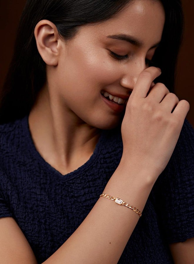 مينوتيا سوار مينوتيا الأنيق القابل للتعديل والمرصّع بالكريستال والزركونيا المكعبة والماس للنساء والفتيات (ذهبي) - Image 4