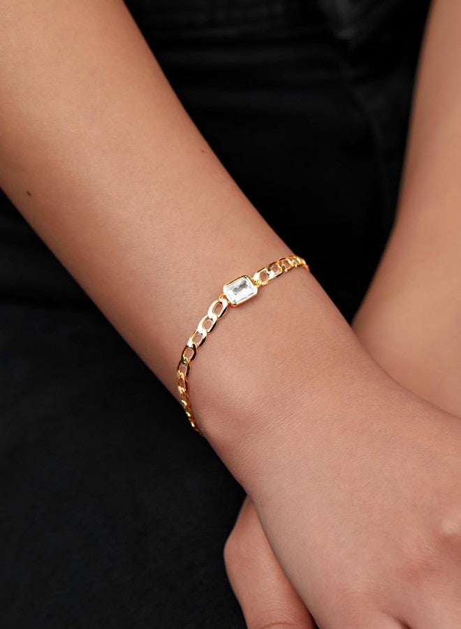 مينوتيا سوار مينوتيا الأنيق القابل للتعديل والمرصّع بالكريستال والزركونيا المكعبة والماس للنساء والفتيات (ذهبي) - Image 5