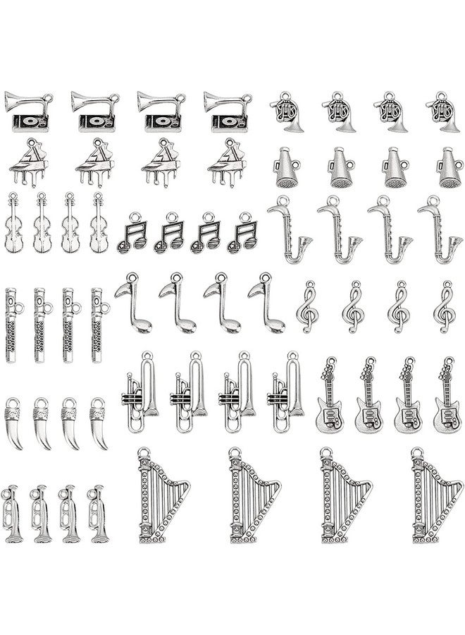 بي إتش باندا هول PH PandaHall 90 قطعة من 15 قطعة من دلايات الموسيقى، رموز نوتات الآلات الموسيقية التبتية، دلايات البيانو والكمان، عناصر موسيقية، قلادات لطلاب الموسيقى ومعلمي التخرج، قلادة وأساور لصنع المجوهرات - Image 1