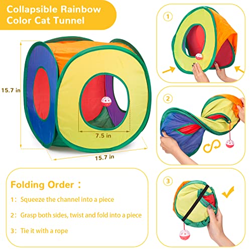 Retro Shaw Cat Toys Bundle 33 Pack, Interactive Kitten Toys for Indoor Cats Kitty with Collapsible Play Tunnel Tube Tent Feather Wand Teaser Bell Fuzzy Ball Springs Mouse Toy - Image 3