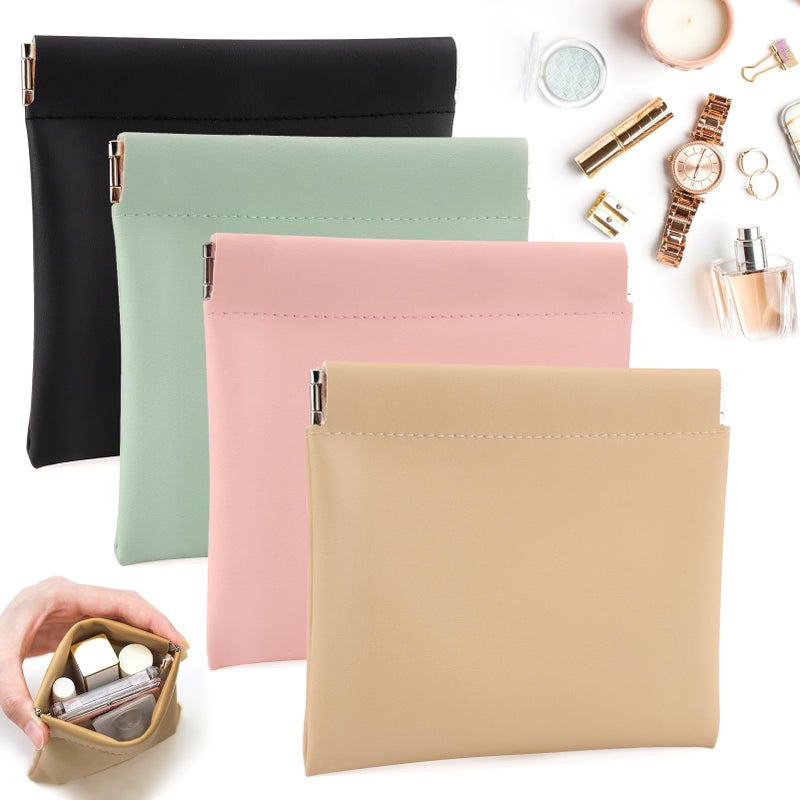 BUSOHA 4 PCS Small Makeup Bag for Purse, Mini Portable Cosmetic Bags for Women, Coin Purse Lipstick Cosmetic Accessories Organizer, Small Travel Kit Storage Pouch - Image 1