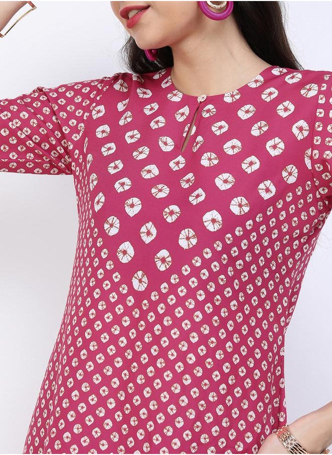 Vishudh Women Pink Printed Kurta with Trousers by Styli  - Image 4
