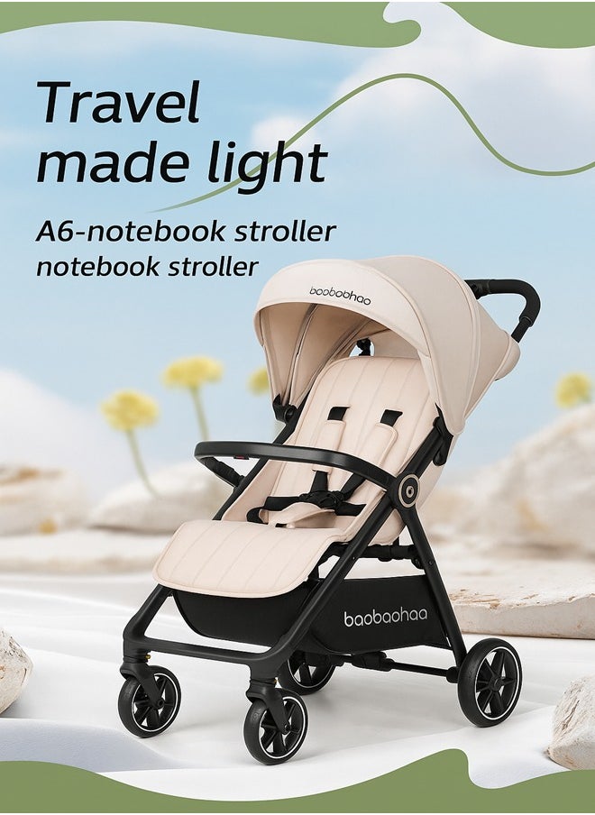 baobaohao Lightweight Foldable Baby Stroller A6 with Cloud-Like Bassinet, One-Step Brake, Large Basket – Travel Friendly, Grey  - Image 1