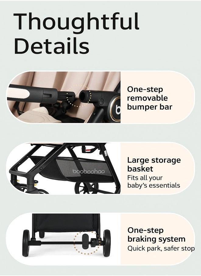 baobaohao Lightweight Foldable Baby Stroller A6 with Cloud-Like Bassinet, One-Step Brake, Large Basket – Travel Friendly, Grey  - Image 3