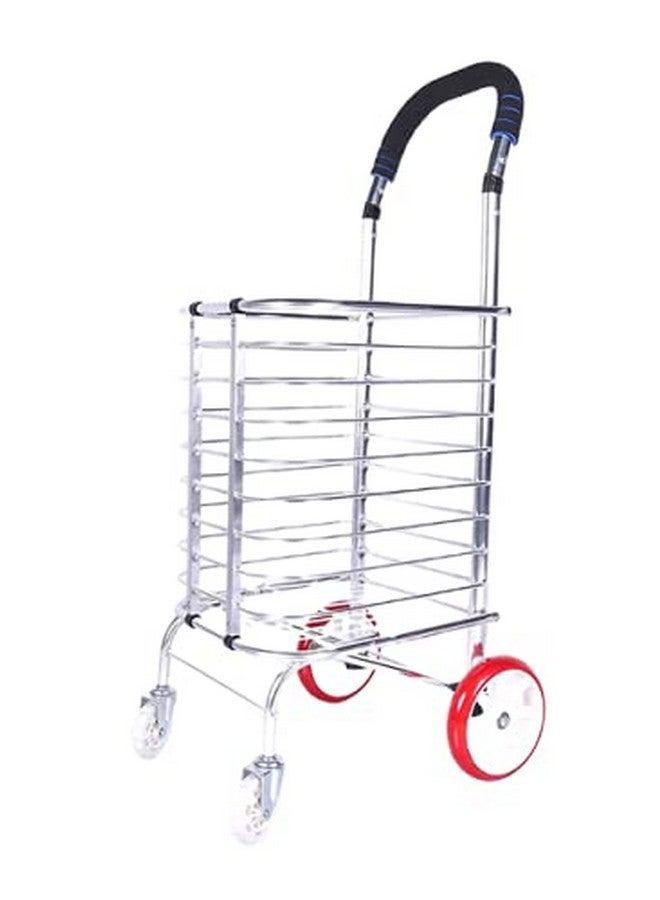 4tens Aluminium Portable Folding Grocery Shopping Supermarket Trolley Hand Truck Deluxe Utility Cart Light weight Space Saver Trolley Cart with 4 Wheel Personal Household Grocery Shopping Trolley Cart - Image 1