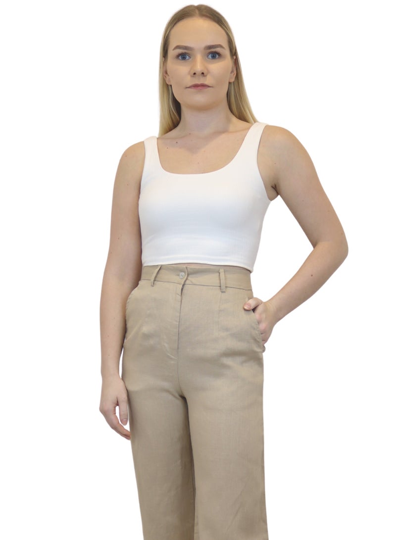 Natural Fashion Linen formal straight leg trousers  - Image 1
