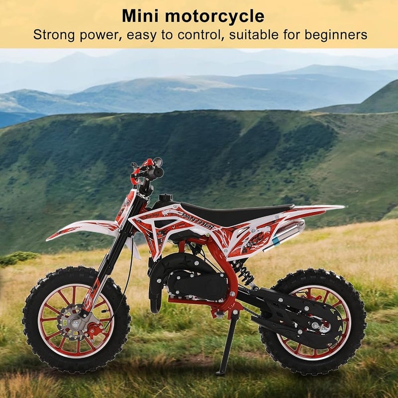 YOXIER 50cc Kids Dirt Bike,2-Stroke Gas Dirt Bike, Mini Bike for Kids 8-14,Gas Power Pocket Rocket Bike,Gas Motorcycle with Front Rear Disc Brakes, Off Road Mini Motorcycle Max Load 330Lbs Max Speed - Image 2
