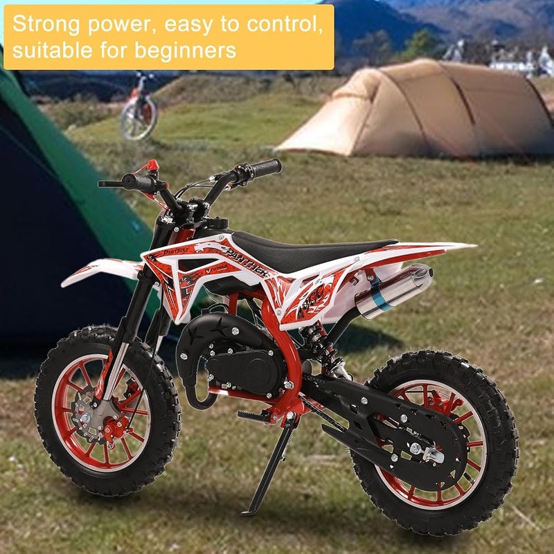 YOXIER 50cc Kids Dirt Bike,2-Stroke Gas Dirt Bike, Mini Bike for Kids 8-14,Gas Power Pocket Rocket Bike,Gas Motorcycle with Front Rear Disc Brakes, Off Road Mini Motorcycle Max Load 330Lbs Max Speed - Image 3