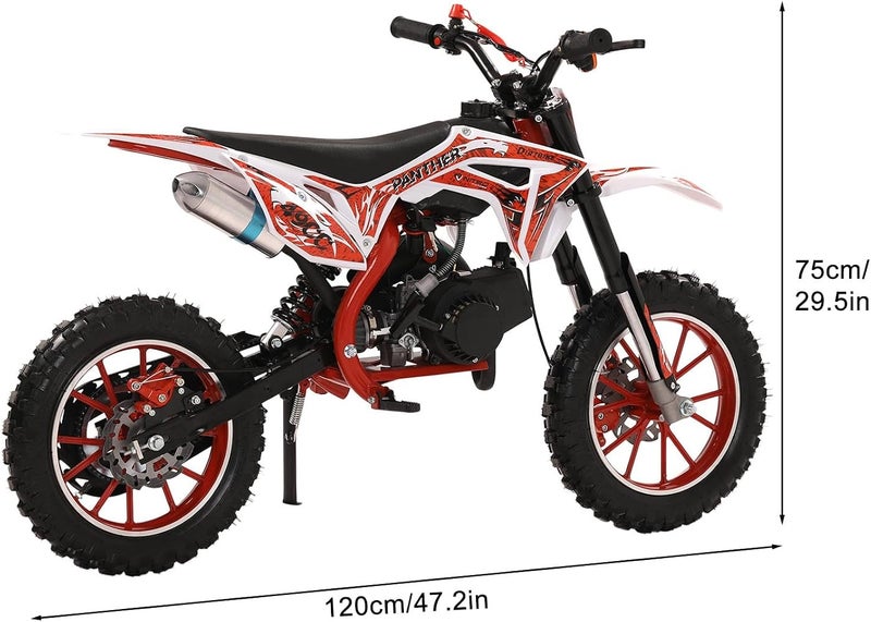 YOXIER 50cc Kids Dirt Bike,2-Stroke Gas Dirt Bike, Mini Bike for Kids 8-14,Gas Power Pocket Rocket Bike,Gas Motorcycle with Front Rear Disc Brakes, Off Road Mini Motorcycle Max Load 330Lbs Max Speed - Image 4