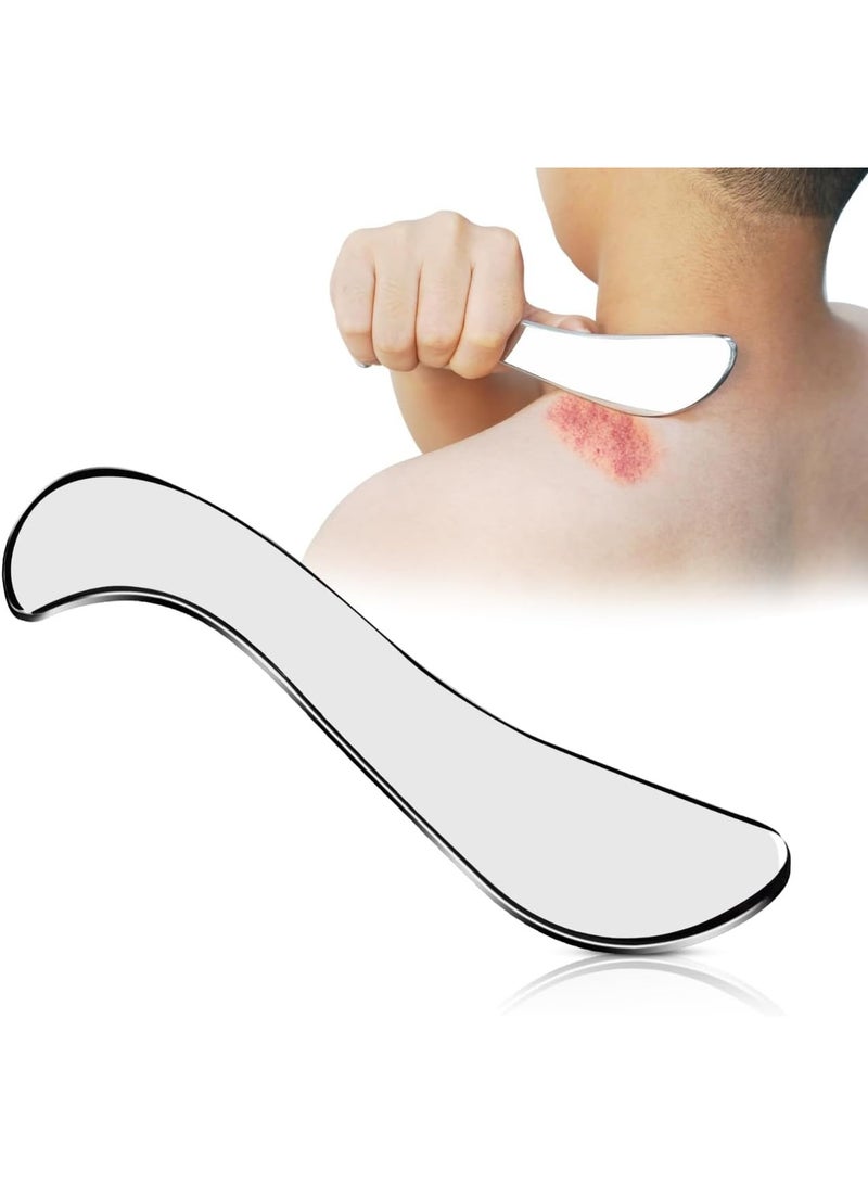 1 قطعة من الفولاذ المقاوم للصدأ أداة غوا شا - أداة تدليك كشط العضلات لأداة تعبئة الأنسجة الناعمة - العلاج الطبيعي للظهر والساقين والوجه والذراعين والجسم (نوع S) - Image 1