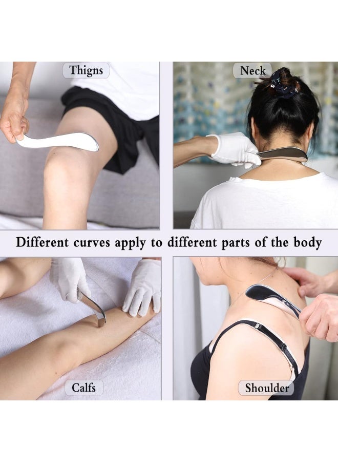 1 قطعة من الفولاذ المقاوم للصدأ أداة غوا شا - أداة تدليك كشط العضلات لأداة تعبئة الأنسجة الناعمة - العلاج الطبيعي للظهر والساقين والوجه والذراعين والجسم (نوع S) - Image 5