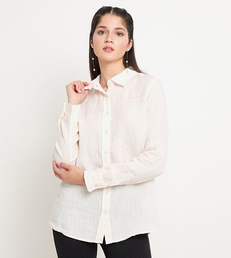 بيفرلي هيلز بولو كلوب قميص كتان بأكمام طويلة