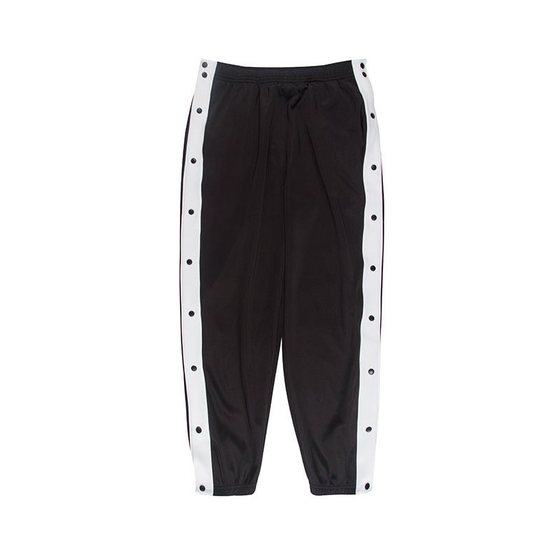 Generic Basketball Pants Mens Training Pants Trousers Full-open Buckle Pants Leg-breasted Pants Loose Trendy Ice Silk Grey Sports Pants Men Light gray - Image 2