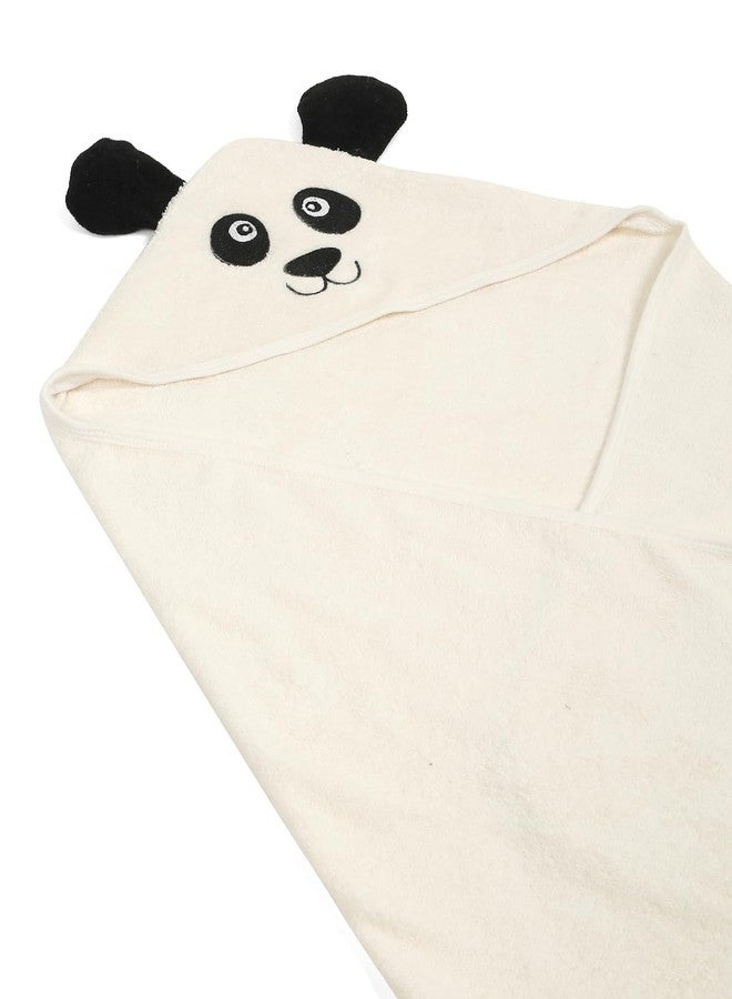 CREEVA Cuddle Baby/Kids Hooded Bath Towel – Soft Cotton, Super Absorbent Bath Wrap with Cute Panda Face & 3D Ears for Newborns & Toddlers (0-5 Years) – White - Image 3
