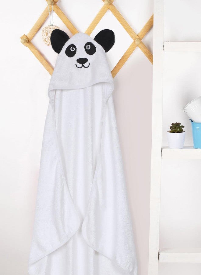 CREEVA Cuddle Baby/Kids Hooded Bath Towel – Soft Cotton, Super Absorbent Bath Wrap with Cute Panda Face & 3D Ears for Newborns & Toddlers (0-5 Years) – White - Image 2