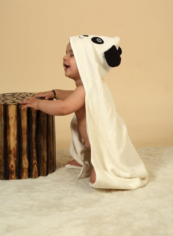 CREEVA Cuddle Baby/Kids Hooded Bath Towel – Soft Cotton, Super Absorbent Bath Wrap with Cute Panda Face & 3D Ears for Newborns & Toddlers (0-5 Years) – White - Image 1