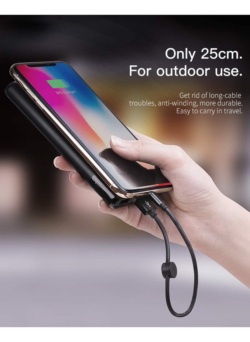 erorex USB C Cable Short 25cm Ideal Lenght, Android Auto Cable USB C 3A Fast Charging and Data Sync, USB A to USB C Charger Cable Short for Phones, Power Banks, Laptops Type C Short Charge Lead (Black)  - Image 2