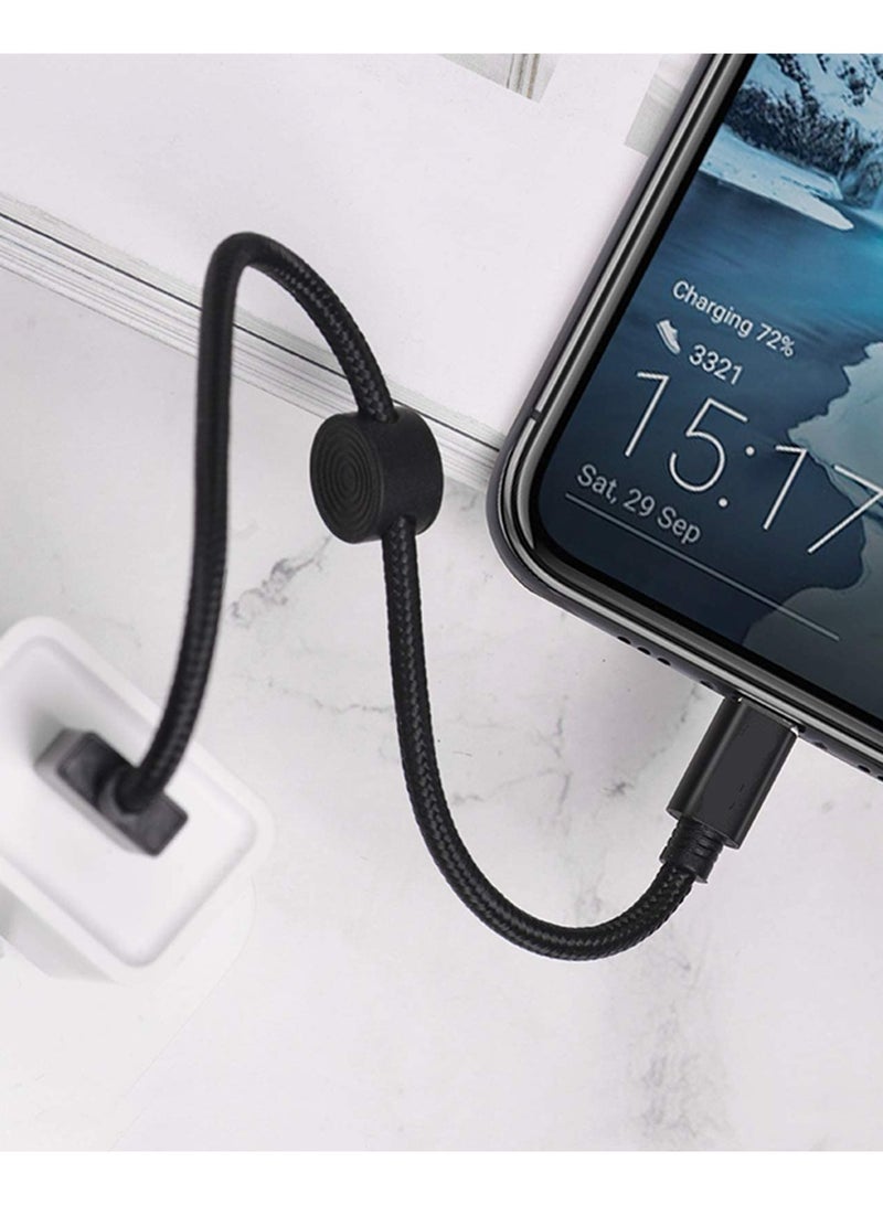 erorex USB C Cable Short 25cm Ideal Lenght, Android Auto Cable USB C 3A Fast Charging and Data Sync, USB A to USB C Charger Cable Short for Phones, Power Banks, Laptops Type C Short Charge Lead (Black)  - Image 3