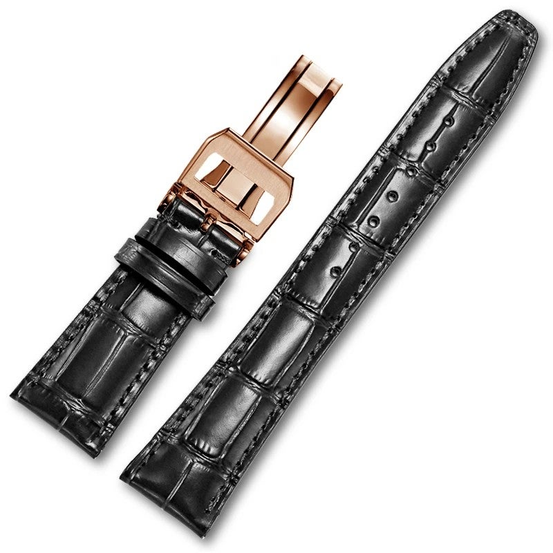 Bluejw Leather Watch Band Replacement for IWC Big Pilot and Portofino – Classic Alligator Texture Genuine Leather Strap - Image 1