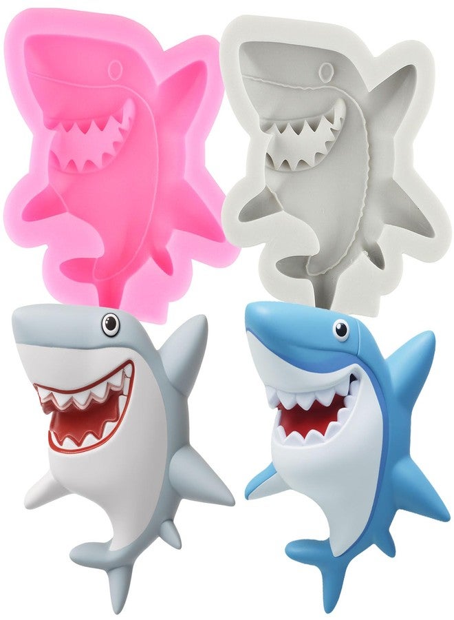 RFGHAC Shark Fondant Silicone Molds for Cake Decoration Cupcake Topper Sugar Craft Candy Chocolate Gum Paste Polymer Clay Set of 2 - Image 1
