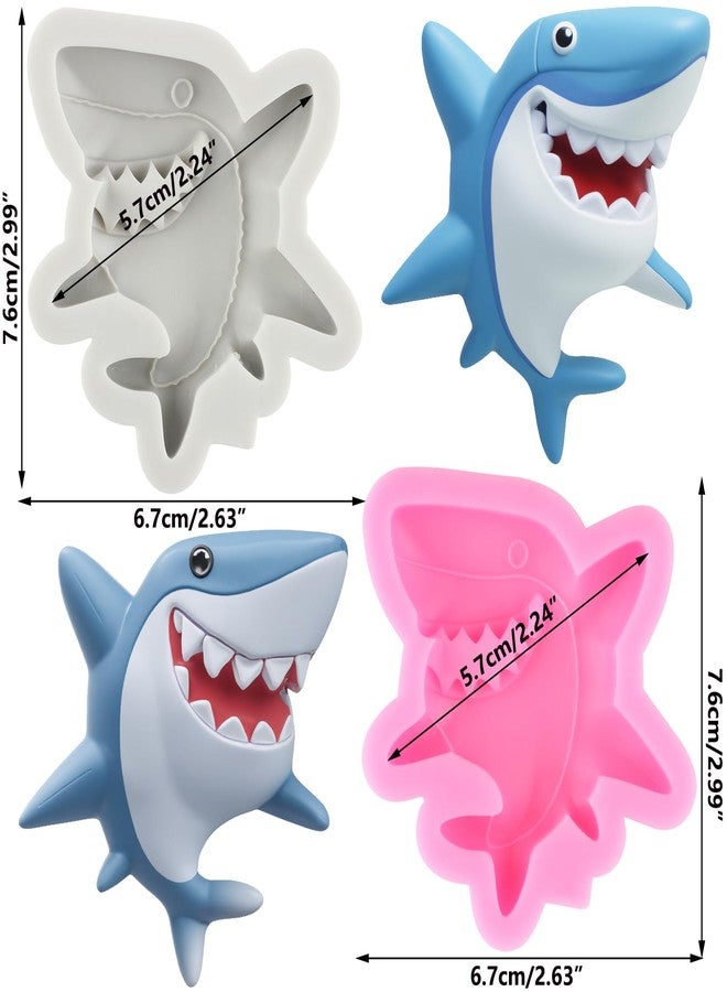 RFGHAC Shark Fondant Silicone Molds for Cake Decoration Cupcake Topper Sugar Craft Candy Chocolate Gum Paste Polymer Clay Set of 2 - Image 2