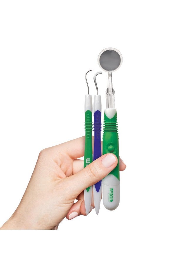 GUM Oral Care Dental Cleaning Kit, Dental Mirror with Light, Explorer Pick, and Dental Scaler, Professional Quality Stainless Steel Dental Tools, Easy-Grip Handle (Pack of 1) - Image 3