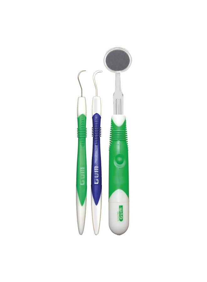 GUM Oral Care Dental Cleaning Kit, Dental Mirror with Light, Explorer Pick, and Dental Scaler, Professional Quality Stainless Steel Dental Tools, Easy-Grip Handle (Pack of 1) - Image 2