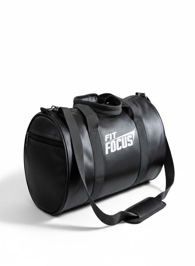 Fit Focus Gym Duffel Bag with Protein Shaker Bottle, 20L Capacity, Black Leather, 3 Compartments,BPA & Leak Proof Gym Shaker 600ML (Black) - Image 2