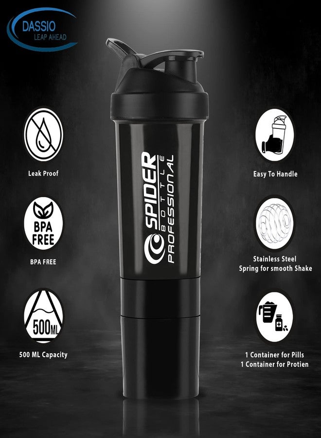 Fit Focus Gym Duffel Bag with Protein Shaker Bottle, 20L Capacity, Black Leather, 3 Compartments,BPA & Leak Proof Gym Shaker 600ML (Black) - Image 4