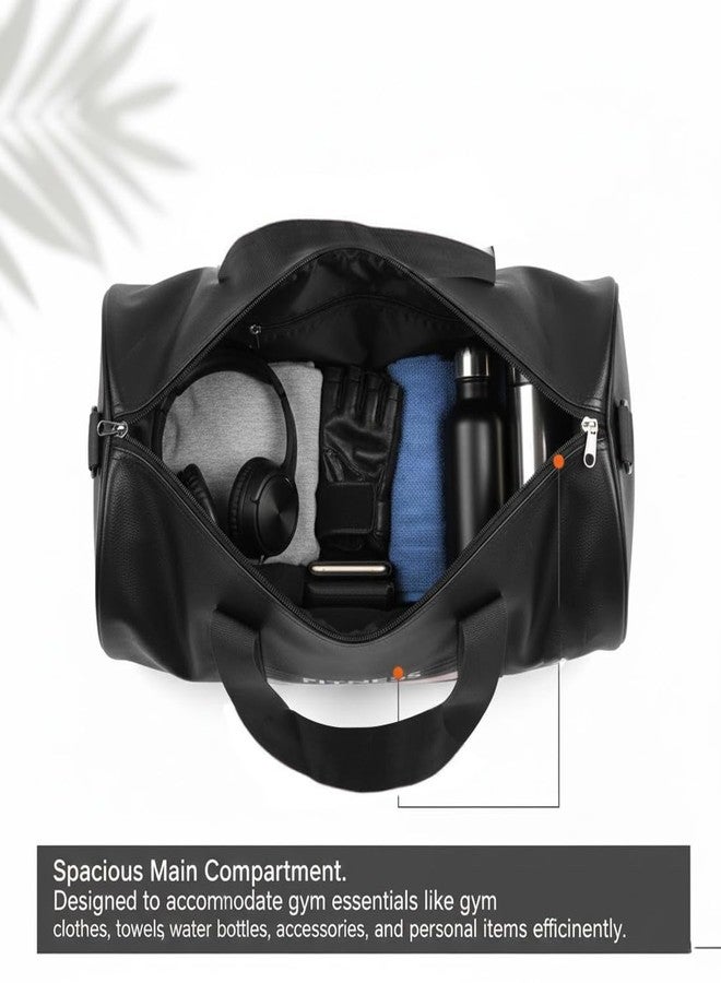 Fit Focus Gym Duffel Bag with Protein Shaker Bottle, 20L Capacity, Black Leather, 3 Compartments,BPA & Leak Proof Gym Shaker 600ML (Black) - Image 3