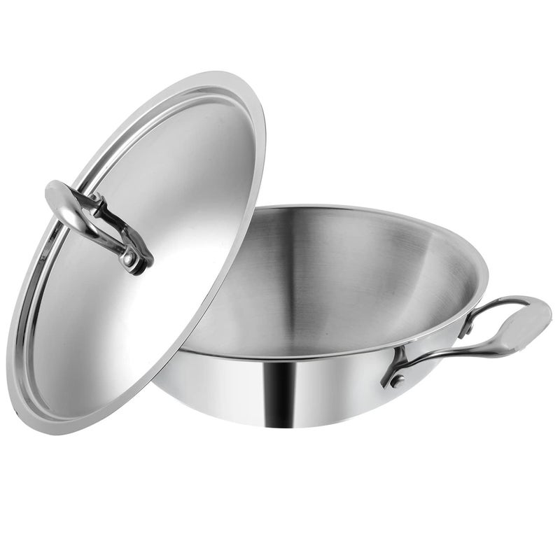 RJ kitchenware Store وعاء طهي من الفولاذ المقاوم للصدأ ثلاثي الطبقات من متجر RJ للأدوات المنزلية بسعة 25 لتر وقطر 24 سم مع مقابض مثبتة مناسب للغاز والموقد الكهربائي - Image 1